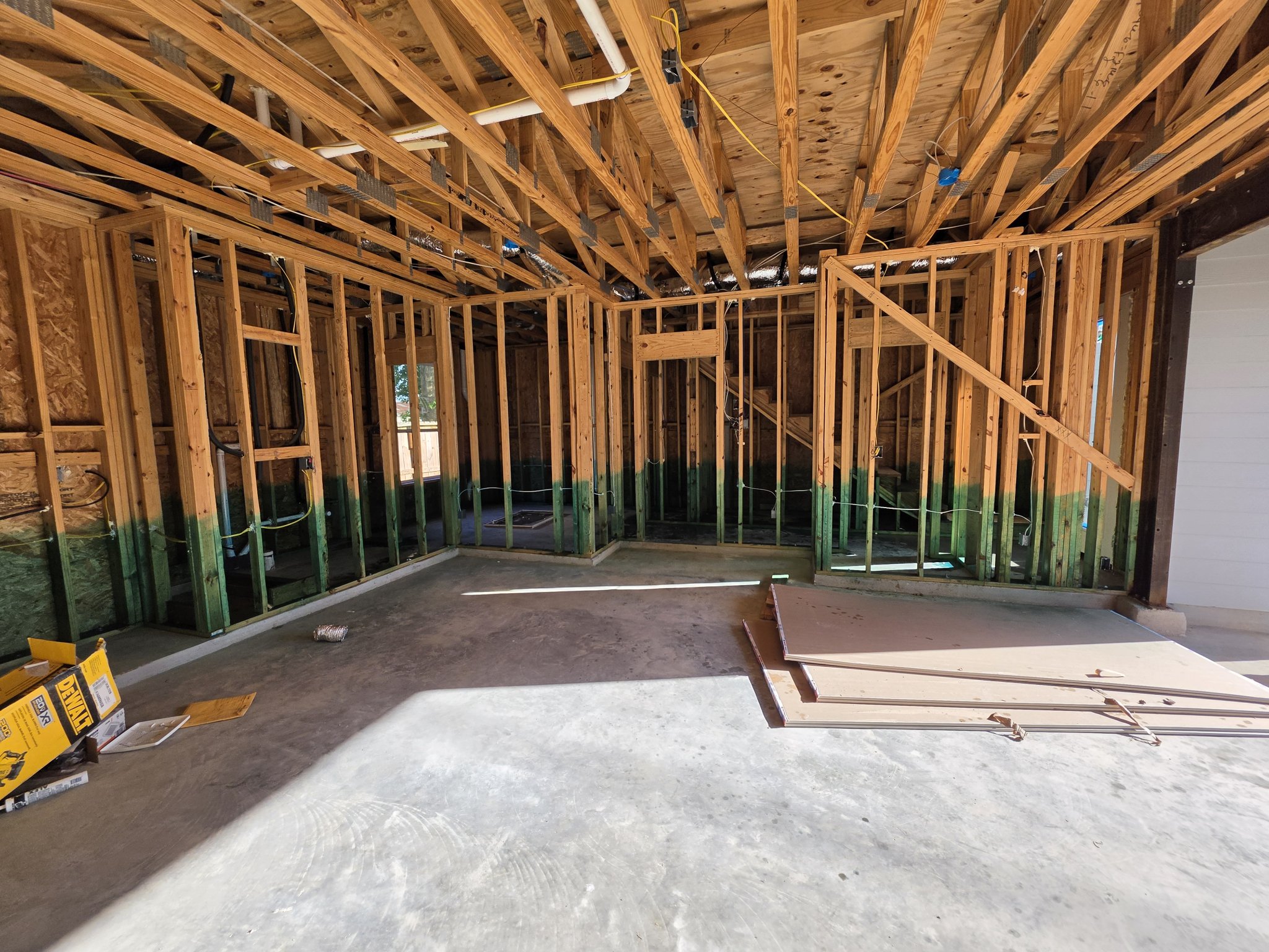 Accessible wood framing inside a new construction project